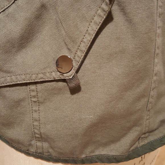 Gibson women’s khaki cotton jacket size M macrame-knitted back - Picture 5 of 13